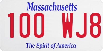 MA license plate 100WJ8