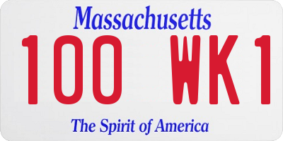 MA license plate 100WK1