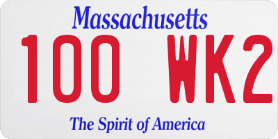 MA license plate 100WK2