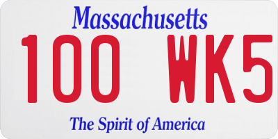 MA license plate 100WK5
