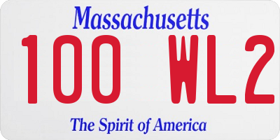 MA license plate 100WL2