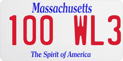 MA license plate 100WL3