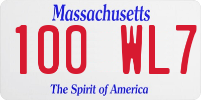 MA license plate 100WL7