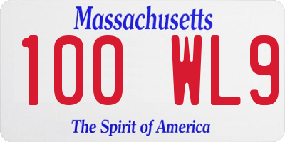 MA license plate 100WL9