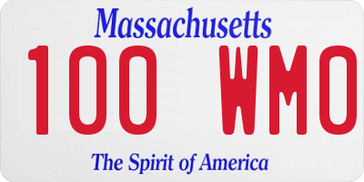 MA license plate 100WM0