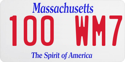 MA license plate 100WM7