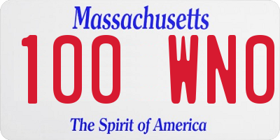 MA license plate 100WN0