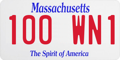 MA license plate 100WN1