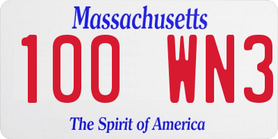 MA license plate 100WN3