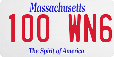 MA license plate 100WN6