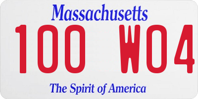 MA license plate 100WO4