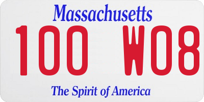 MA license plate 100WO8