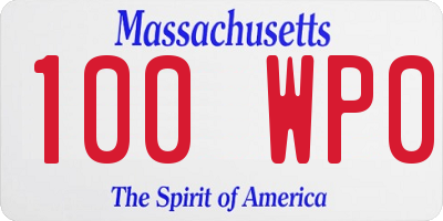 MA license plate 100WP0