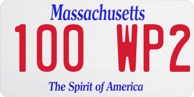 MA license plate 100WP2