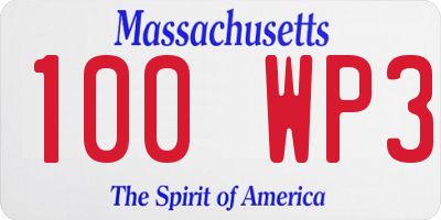 MA license plate 100WP3