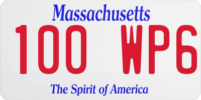 MA license plate 100WP6