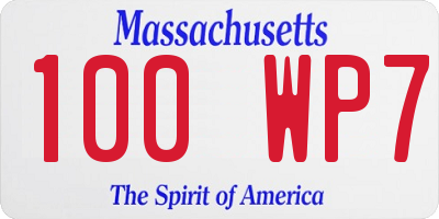 MA license plate 100WP7