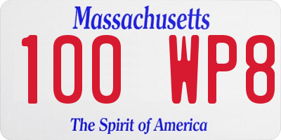 MA license plate 100WP8