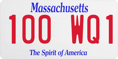 MA license plate 100WQ1