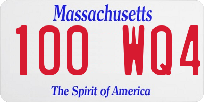 MA license plate 100WQ4