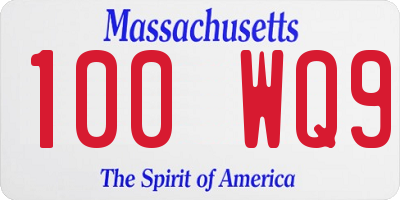 MA license plate 100WQ9