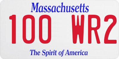 MA license plate 100WR2