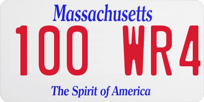 MA license plate 100WR4