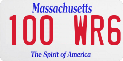 MA license plate 100WR6