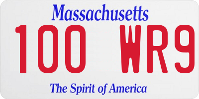 MA license plate 100WR9
