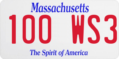 MA license plate 100WS3