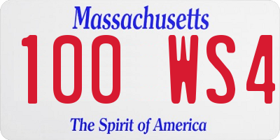 MA license plate 100WS4