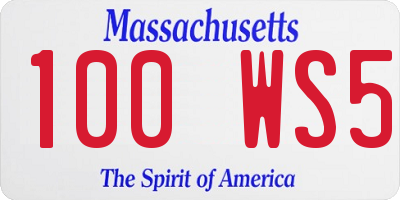 MA license plate 100WS5