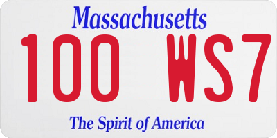 MA license plate 100WS7