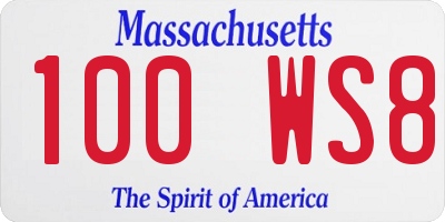 MA license plate 100WS8