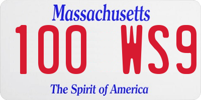 MA license plate 100WS9