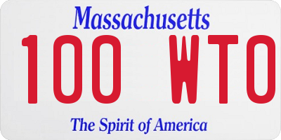 MA license plate 100WT0