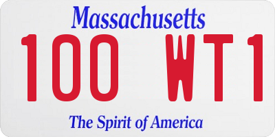MA license plate 100WT1