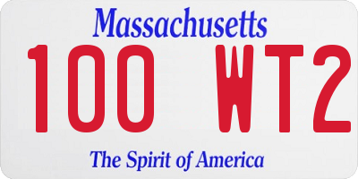 MA license plate 100WT2