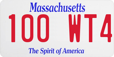 MA license plate 100WT4