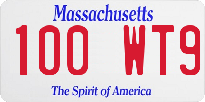 MA license plate 100WT9