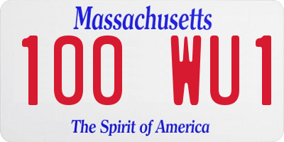 MA license plate 100WU1