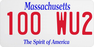 MA license plate 100WU2