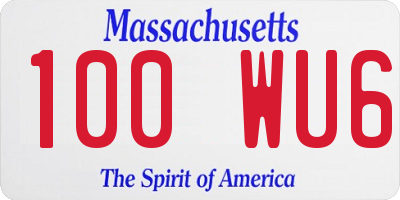 MA license plate 100WU6