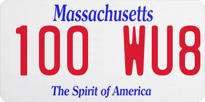 MA license plate 100WU8