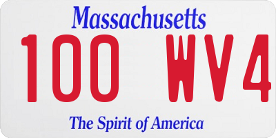MA license plate 100WV4