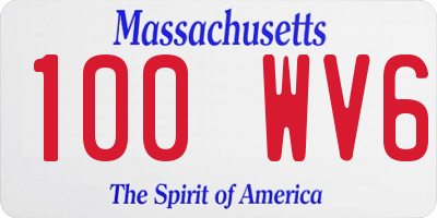 MA license plate 100WV6