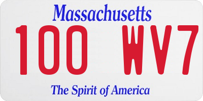 MA license plate 100WV7