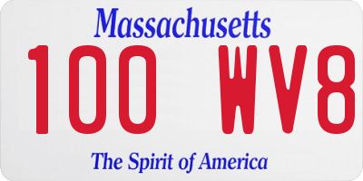 MA license plate 100WV8