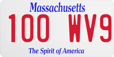 MA license plate 100WV9