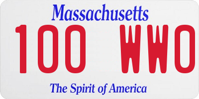 MA license plate 100WW0